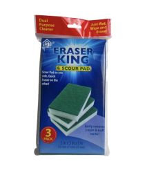 DELUXE ERASER KING AND SCOUR PAD 5 X 3 X 1 INCH 3 PACK