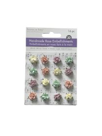 1.99 HANDMADE PAPER MICRO ROSE 16PC PASTEL