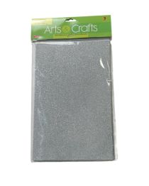 SILVER SELF ADHESIVE GLITTERED EVA SHEETS 8 X 12 INCH