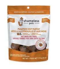 2.99 SHAMELESS PETS PUMPKIN NUT PARTAY SOFT BAKED DOG TREATS 170 GRAM