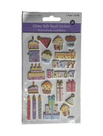1.99 BIRTHDAY GLITTER SOFT TOUCH STICKERS