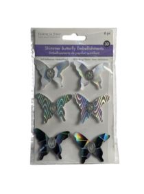 1.99 SHIMMER BUTTERFLY EMBELLISHEMTNS 6 PACK