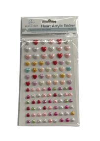 1.99 HEART ACRYLIC STICKER 100 COUNT