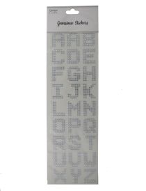 SILVER ALPHABET GEMSTONE STICKERS