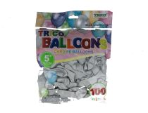 6.99 SILVER CHROME LATEX BALLOON 5 INCH 100 PACK