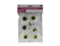 WHITE FLORAL EMBELLISHMENTS 6 PC