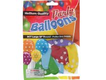 Polka Dot 12 In Large Latex Party Balloons 5 Count  