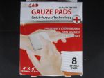 EZ Aid Gauze Pads 4 by 4 Inches 8 Sterile Pad