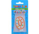 NUMERAL 0 BIRTHDAY CANDLE WITH DECORATION  