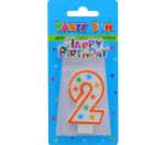 NUMERAL 2 BIRTHDAY CANDLE WITH DECORATION
