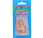 NUMERAL 4 BIRTHDAY CANDLE WITH DECORATION  