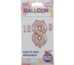 ROSE GOLD #8 FOIL BALLOON 16IN XXX  