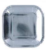 SILVER SQUARE PLATE 9 INCH 8 PACK