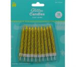 GOLD GLITTER CANDLES 10 PACK 3.54 INCH