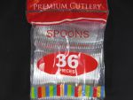 PLASTIC SPOONS CLEAR 7IN 36PC