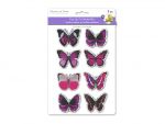 SHADES OF VIOLET HANDMADE STICKERS FOIL BUTTERFLIES 8PC  
