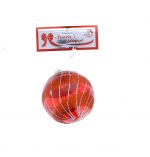 RED CLEAR ORNAMENT WITH RED AND SILVER LINES 10 CM