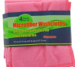 PINK MICROFIBER WASH CLOTHS 4 PACK