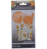 GOLD FALL LEAVES CANDY AND UTENSIL WRAPPERS 8 COUNT