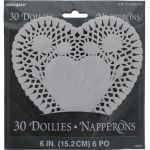 WHITE HEART DOILIES 6 INCH 30 PACK
