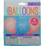 GENDER REVEAL BALLOONS 8 COUNT