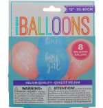 GENDER REVEAL BALLOONS 8 COUNT  