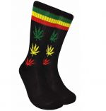 BLACK AND RED WEED SOCKS