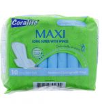 MAXI LONG SUPER PADS WITH WINGS 10 COUNT