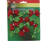 GREEN AND RED MINI BOWS 12 COUNT