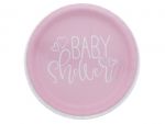 PINK BABY SHOWER PLATE 9 IN 8 CT