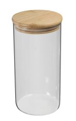 4.99 GLASS CONTAINER WITH WOODEN LID 44 FL OZ