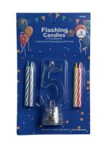 1.99 #5 FLASHING CANDLES 5 PCS 
