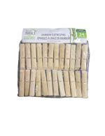 100% NATURAL BAMBOO WOODEN CLOTHING PIN 24 PCS