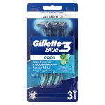 3.99 GILLETTE RAZOR 3 BLUE COOL FRESH SHAVE 3 PACK 
