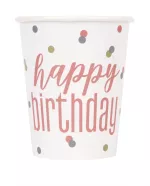 PINK HAPPY BIRTHDAY CUPS 9 OZ 8 COUNT