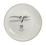 6.99 WHITE AND GOLD ELEGANCE DINNER PLATES 10 PCS 10.25 INCH