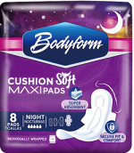 1.99 BODYFORM NIGHT 8 PADS MAXI WITH WINGS