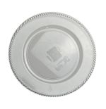 1.99 CLEAR PLATE CHARGER WITH SILVER RIMS