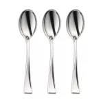 7.99 PLASTIC SILVER MINI SPOONS 100 PCS