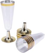 7.99 GOLD PLASTIC CHAMPAGNE GLASSES 12 PCS