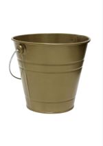2.99 GOLD TIN METAL PAIL BUCKET 10 X 10 X 9 INCH 