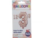 ROSE GOLD #3 FOIL BALLOON 16IN XXX