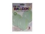 2.99 LIGHT GREEN 18 INCH PASTEL LATEX BALLOON 3 PACK