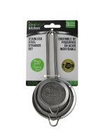 1.99 IDEAL KITCHEN STAINLESS STEEL STRAINER SET 3 PIECES