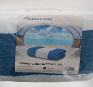 OVERSIZED BLUE STRIPED BEACH TOWEL SET