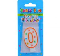 NUMERAL 0 BIRTHDAY CANDLE WITH DECORATION
