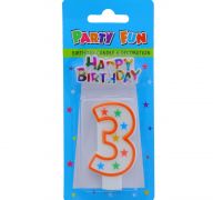 NUMERAL 3 BIRTHDAY CANDLE WITH DECORATION  