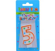 NUMERAL 5 BIRTHDAY CANDLE WITH DECORATION