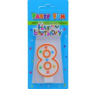 NUMERAL 8 BIRTHDAY CANDLE WITH DECORATION