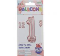 ROSE GOLD #1 FOIL BALLOON 16IN